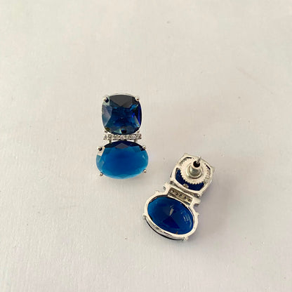 Silver Plated Blue Stone Earring