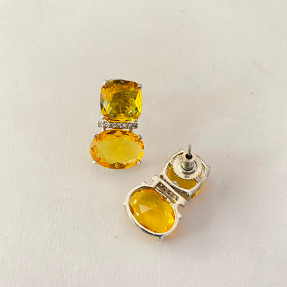 Yellow Stone Silver Plated Earring