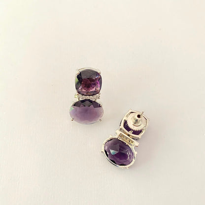 Purple Stone Silver Plated Earring