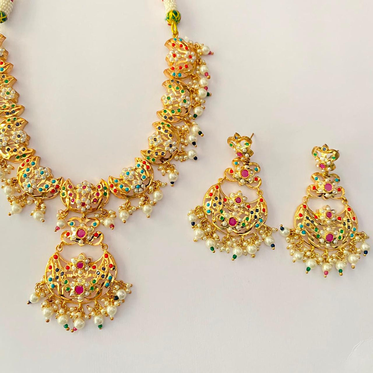 Gold Plated Multi Jadau Necklace Set
