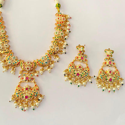 Gold Plated Multi Jadau Necklace Set