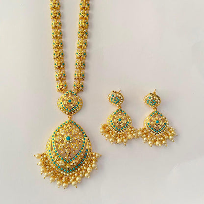 Gold Plated Firoza Long Necklace Set