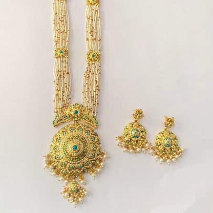 Long Jadau Necklace Firoza Necklace Set