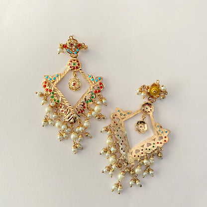 Multi Jadau Pearl Earring