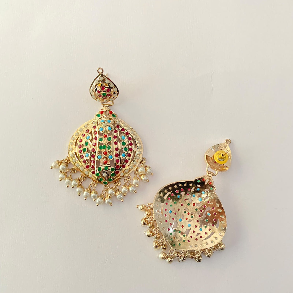 Small Multi Gold Plated Jadau Earring