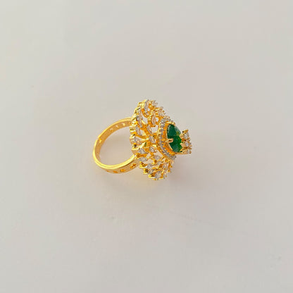 Gold Plated Green Diamond Ring