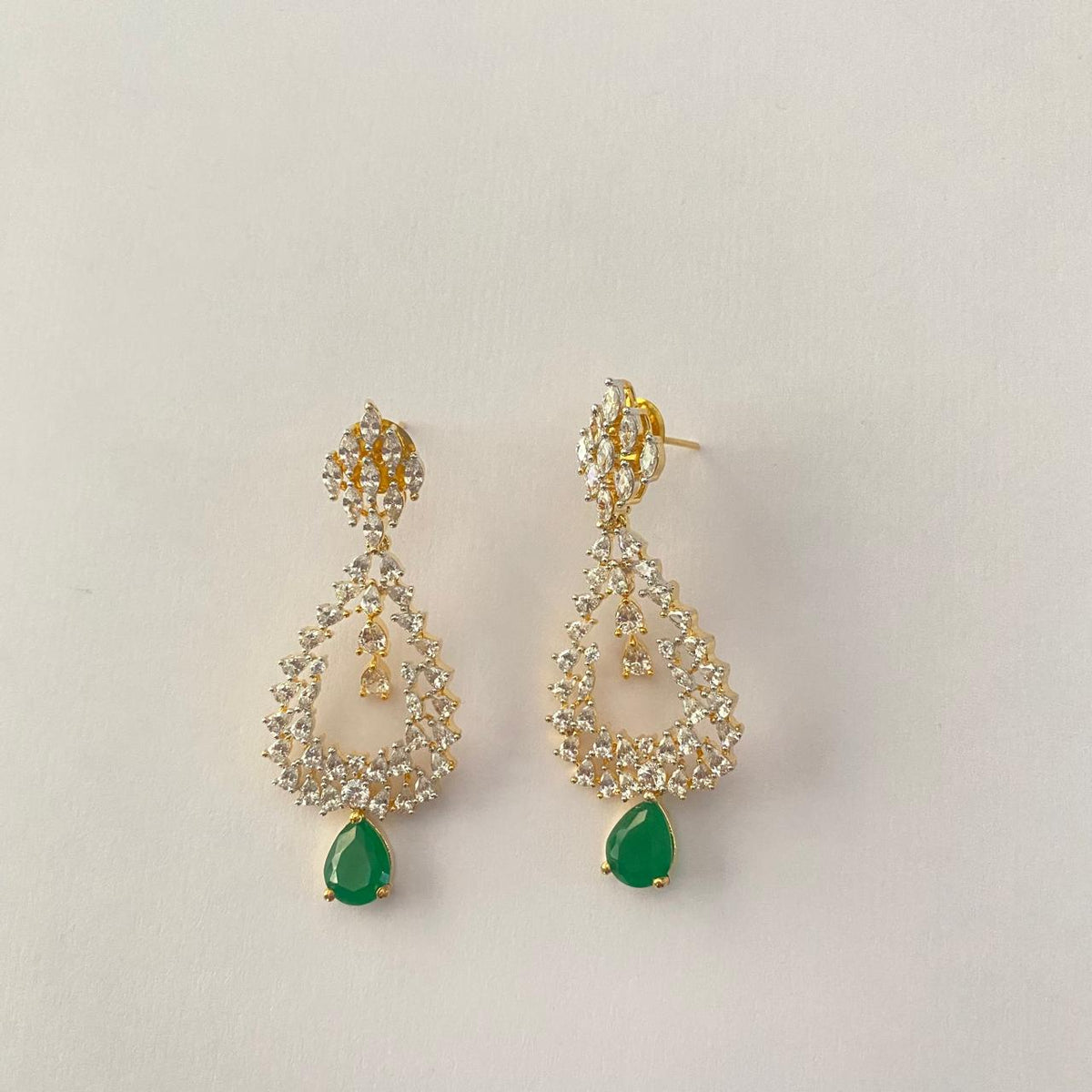 Green Drop Stone A.D Earing