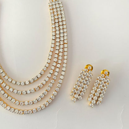 Gold Plated Diamond Layer Necklace Set