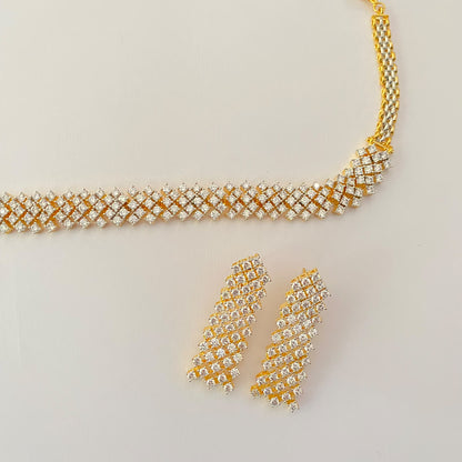 Diamond Gold Plated Choker Set
