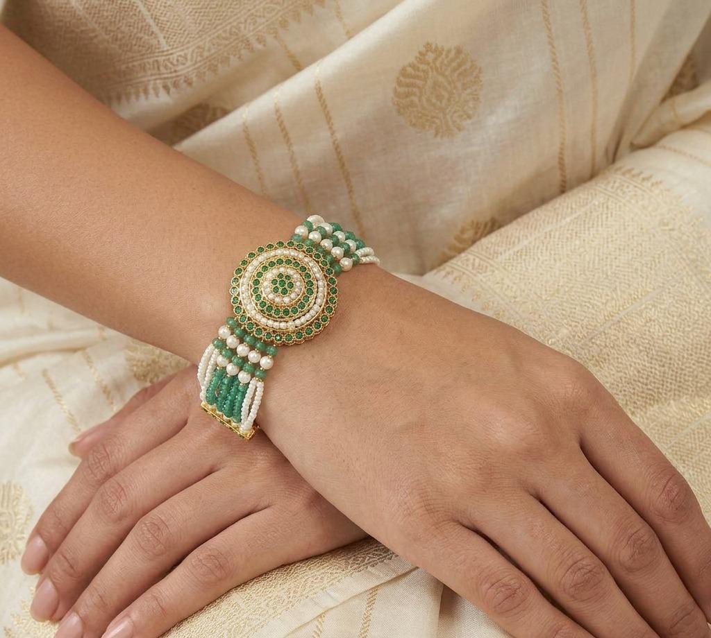 Emerald Gold Plated Jadau Bracelet