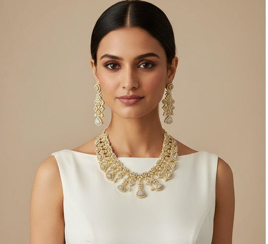 Gold plated with diamond  Necklace Set
